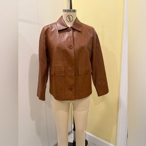 Chicos Camel Colored Faux Leather Jacket